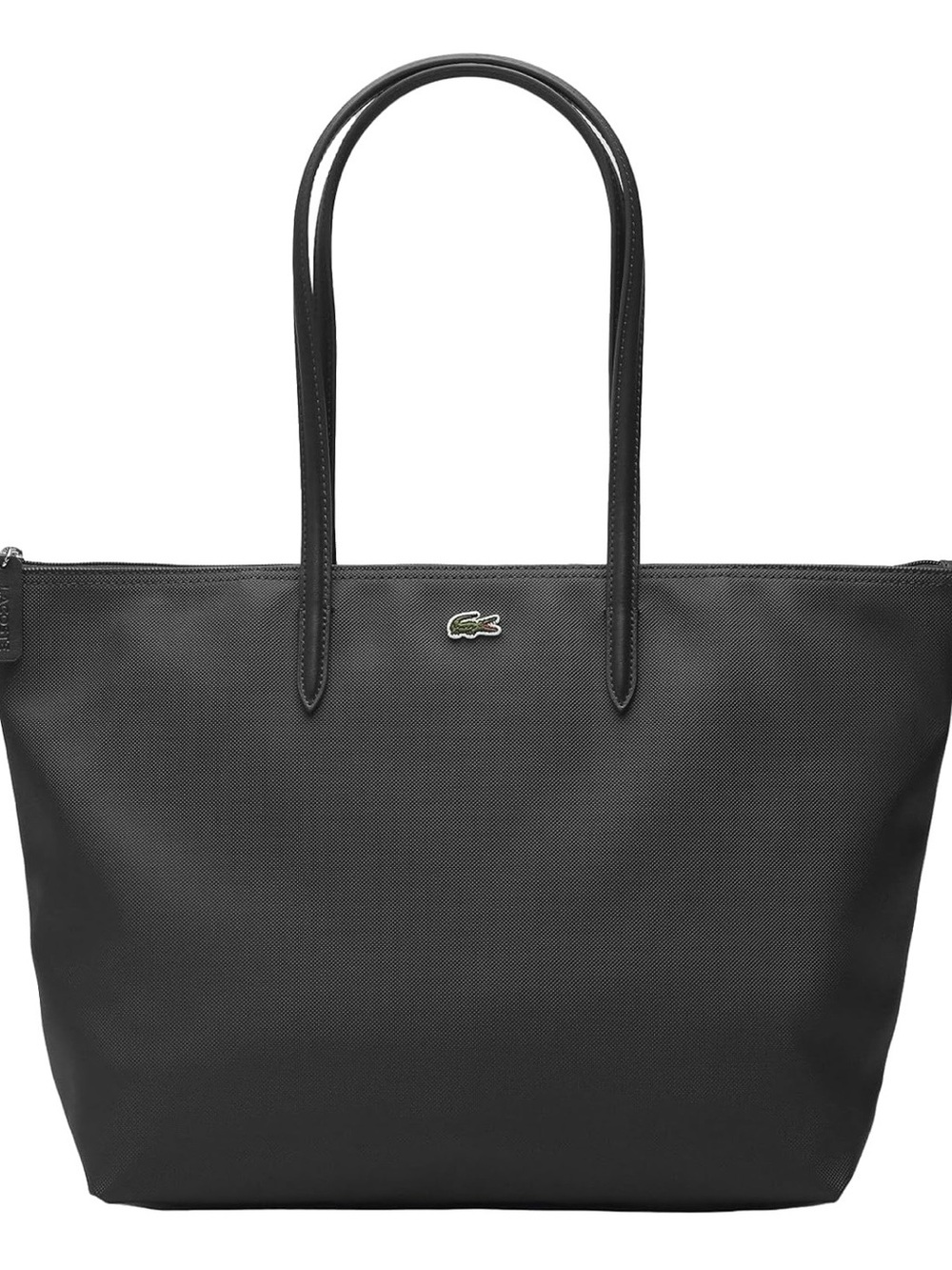 Lacoste Black Minimalist Croc-Logo Tote